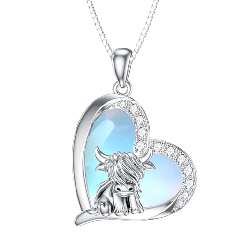 Collier vache Highland en argent, le cadeau d'anniversaire idéal pour femme et fille