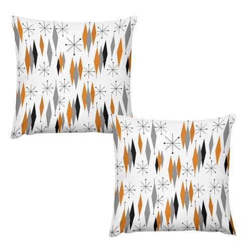Mid Century Pillow Covers,Vintage Modern Abstract Geometric Black Stripe Warm Cozy Plush Cushion Cases Set of 2 for Bedroom Sofa Recliner Car Chair Living Room Couch, 20x20in