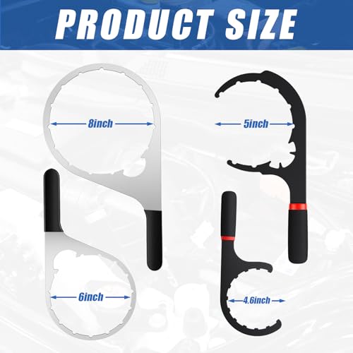 Lanties 4 Pcs 4.6'', 5'', 6'', 8'' Fuel Filter Wrench Set, Compatible with Various Fuel Filter Size Include Water Separator, Engines