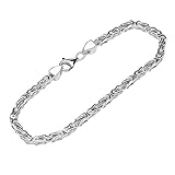 Gewicht: 6,4g NKlaus Armband 925 Sterling Silber 19cm Königskette 4 fach diamantiert Unisex Armkette 12600