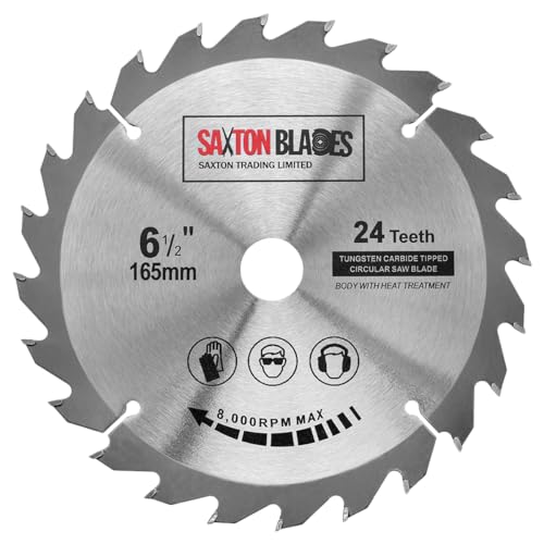 Saxton TCT Circular Wood Saw Blade 165mm x 20mm (16mm Ring) x 24 Teeth Compatible with Bosch Makita etc