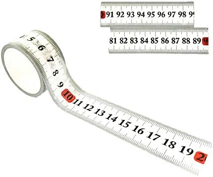 [ 2PACK] Repositionable adhesive Ruler Tape Measuring, Waterproff Removable Measure Paper Tape for Drilling Templates / Painting / Sewing Table etc, Repeating 100cm measure, 10M/Roll