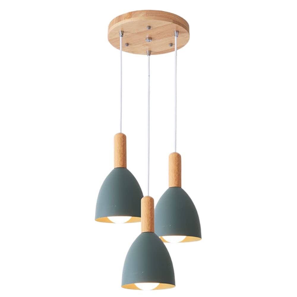Lanterne suspendue en bois massif et métal, plafonnier chic 3 douilles E27 - 7