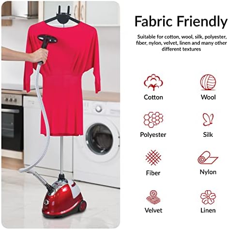 Quest 42320 Upright Garment and Fabric Steamer / 1800 Watts / Removes Creases & Wrinkles / 1800ml Tank / Accessories Included