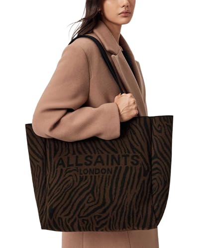 Bolso Tote AllSaints Izzy Zebra East/West Negro y Marrón miniatura 4