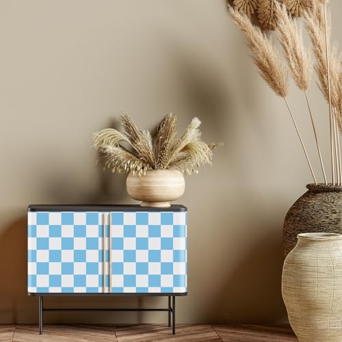 Drydiet Blue Checkered Peel and Stick Wallpaper Gingham Plaid Funky Checkered Contact Paper Waterproof Vintage Wallpaper Checkerboard Decor for Bathroom Cabinet(15.75'' x 118") by Drydiet - Image 3