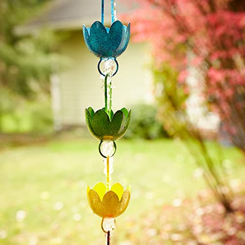 Vintage Bloom Multicolor Rain Chain, Functional And Decorative Replacement For Gutters Or Downspouts (Set Of 1) #TOP6