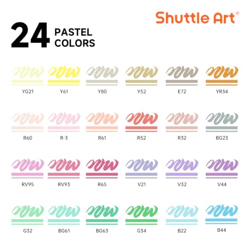 Image of Shuttle Art Automatic Ink Control Acrylic Paint Markers, 24 Pastel Colors Brush Tip Acrylic Paint Pens for Rock Painting, Ceramic, Wood, Canvas, Glass, Stone, Fabric, Card Making, DIY Football Crafts