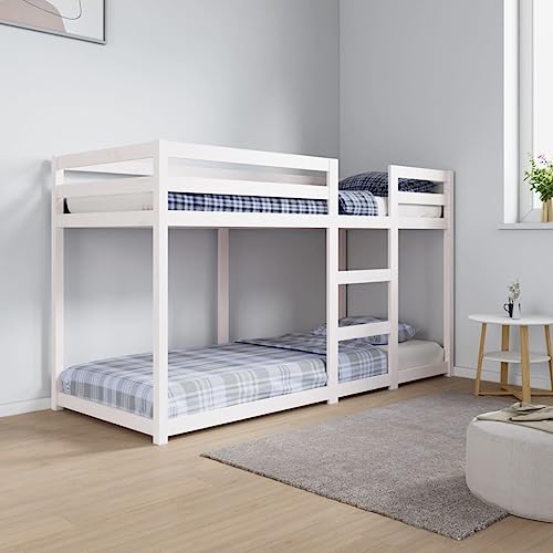 Generico vidaXL - Litera blanca de 75 x 190 cm, de madera maciza de pino (31,05 kg), muebles