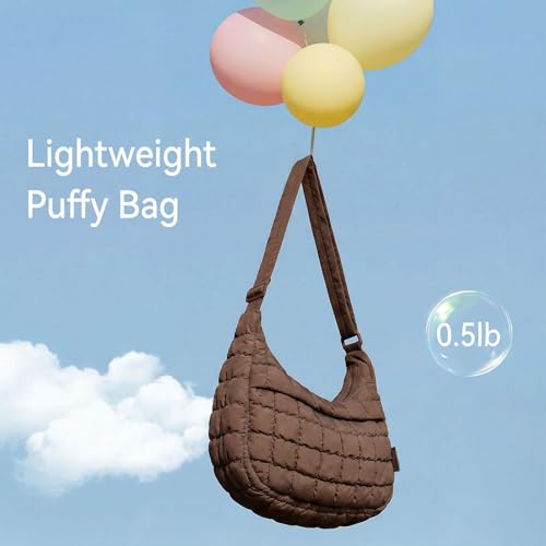 Image of Puffer Crossbody Hobo Bag for Women Nylon Quilted Purse Lightweight Shoulder Handbag with Adjustable Strap