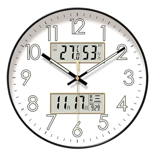 Horloge murale de précision lumineuse avec affichage numérique haut de gamme