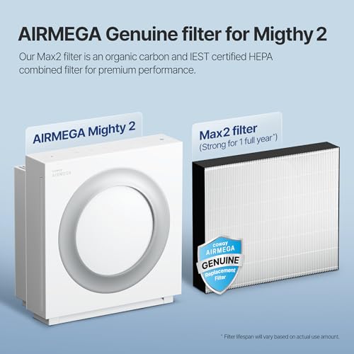 Image of COWAY Airmega Mighty2 Genuine Replacement Filter Set, Max2 2-in-1 HEPA and Active Carbon Filter, AP-1512N-FP Fresh Starter