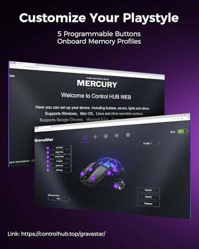 GravaStar Mercury X Pro Wireless Gaming Mouse, Come with 8K Dongle – 32,000 DPI PAW 3950 Sensor, 8,000Hz Polling Rate, Only 49g, Magnesium Alloy Hollow Frame, RGB Lighting, 5 Programmable Buttons — view 6