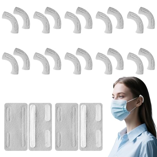Nasal Cannula Ear Cushions 20Pcs Soft Oxygen Tubing Protectors for Ear Pain Relief Hypoallergenic & Breathable Wool Fits All Standard Cannulas (Grey)