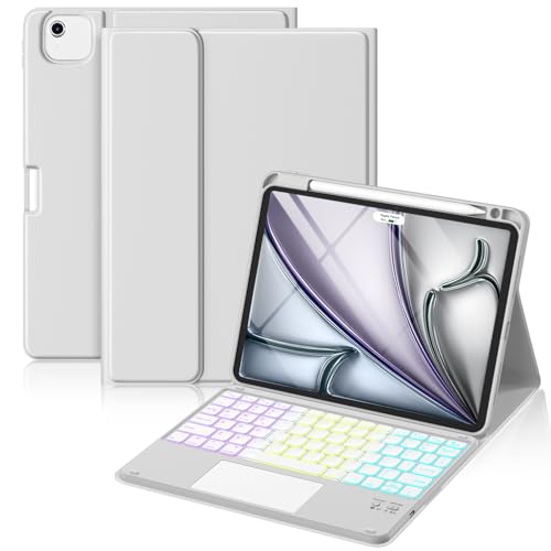 Hamile for iPad Air 11 Inch Case with Keyboard M3/M2 - Multi-Touch Trackpad, 7 Colors Backlit, Magnetic Stain Proof Folio Cover for iPad Air 5th 4th Generation & Pro 11-in 4th 3rd 2nd 1st Gen, Grey