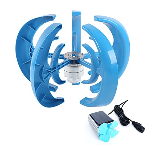 WANGYONGQI 12000W Wind Solar Hybrid System 5 Blades Controller Lantern Vertical Axis Wind Turbine Generator Motor Kit for Home Windmill Use,220V