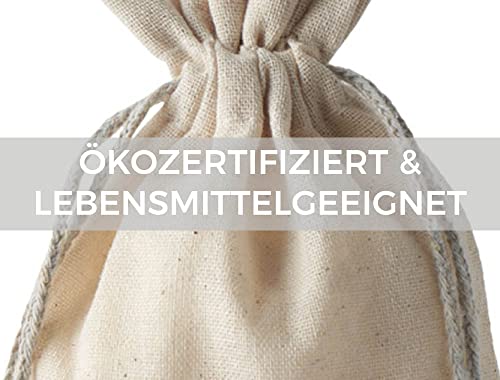 Wäschebeutel 2er Set -naturbelassene Baumwolle zertifiziert, Aufbewahrungsbeutel, große Wäschesäcke mit Kordelzug Reise Wäschesammler, langlebig, nachhaltig (45x35 cm)