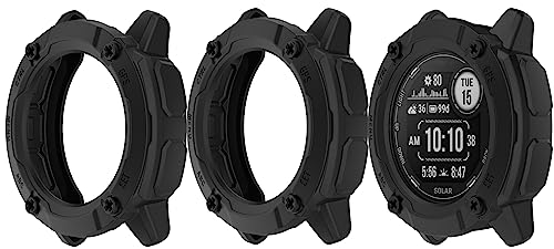 3 Pack Instinct 2X Watch Case - Compatible with Garmin Instinct 2X/2X Solar Accessories Silicone Protective Case (Black+Black+Black)