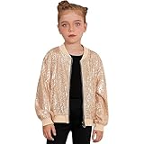 Girls Sequin Jackets Kids Sparkly Outwear Glitter Zip Up Birthday Clothes Long Sleeve Princess Stylish (Pink, 3 Years)
