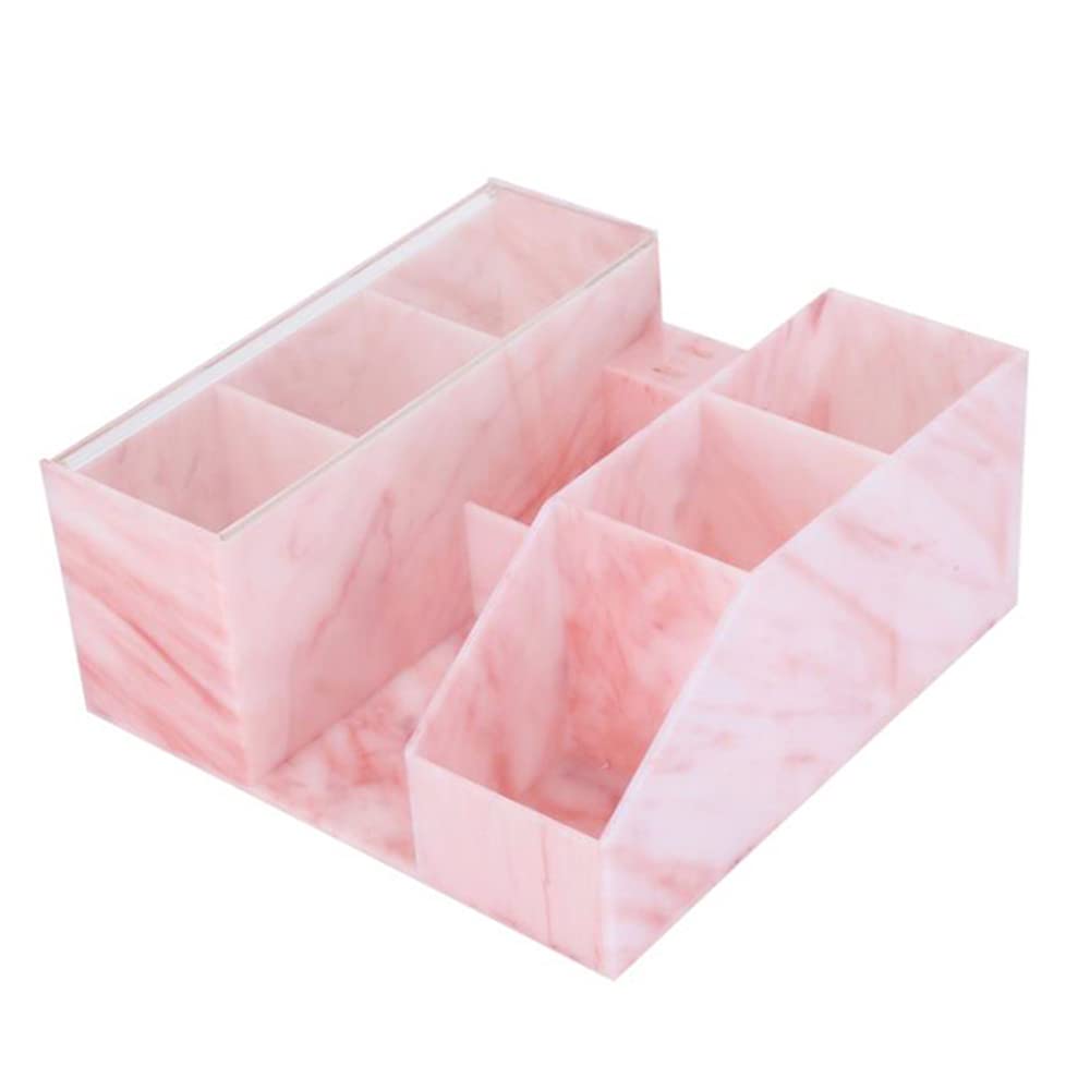 Akrylowy organizer do makijażu o dużej pojemności, akcesoria do przedłużania rzęs, etui do przechowywania rzęs, pęseta, uchwyt na kosmetyki (różowy marmur)