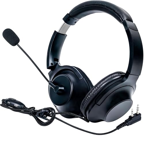 SAMCOM Over Ear Radio Earpiece with Boom Mic,Walkie Talkie Overhead Headphone with PTT-VOX Microphone 2 Pin K Type Racing Headsets Ear Piece for FPCN30A radios