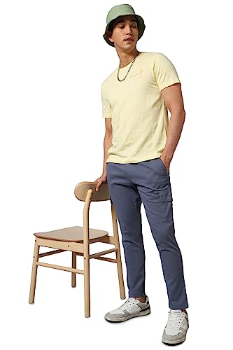 Image of Hubberholme Men's Regular Fit Cotton Trousers, Ankle Length Elastic & Drawstring Waist Cargo Chinos