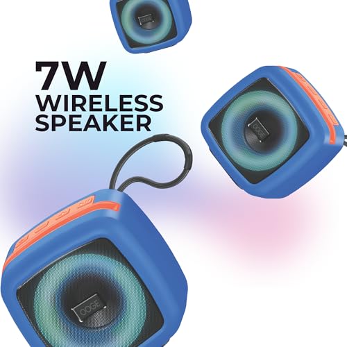 Image of OOGE Vibebox 1000 Bluetooth Speaker | 7W Wireless Speaker with AUX & USB Port | RGB Lights | Type-C Charging | Bluetooth 5.3 | Deep Bass | Compact & Stylish | Blue