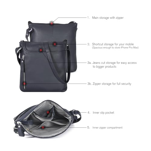 Image of Leather Crossbody Bags for Women - Ladies Sling Handbags - Medium Cross body Purses Handbags - Purses For Women
