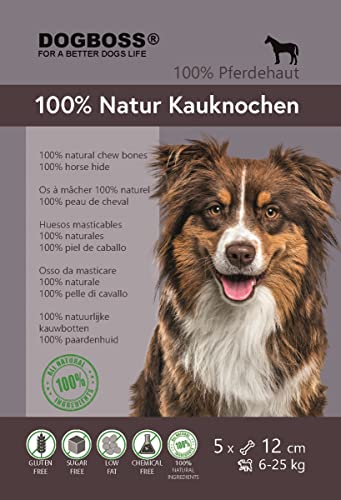 DOGBOSS 100% Natur Kauknochen 100% Pferdehaut (5er 100% Pferdehaut in 12 cm)