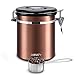Price comparison product image Airtight Coffee Canister,Movaty Stainless Steel Coffee Container CO2 Valve Vacuum Storage, 600g/21oz/1.8L with 1 Measure Spoon,for Coffee, Tea, Nuts and Powders