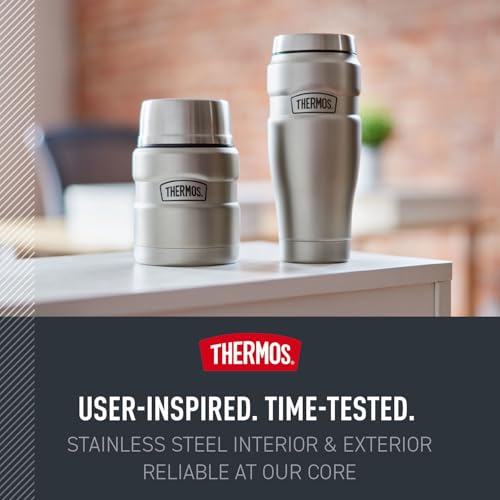 Image of THERMOS Stainless King Vacuum-Insulated Food Jar with Spoon, 16 Ounce, Matte Green
