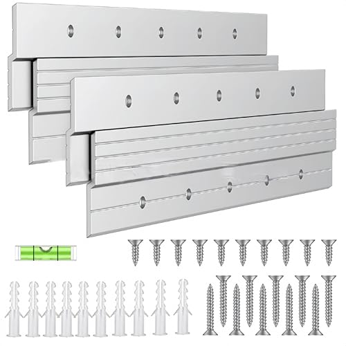 Linjhokbs 2 Pairs 12 Inch French Cleat Hanger，Aluminum Alloy Mirror Hanging，Heavy Duty French Cleat Picture Hanger，Hardware Wall Mounting，Bracket Interlocking Z Bar Clip with Bubble Level by Linjhokbs - Used condition - CA$22.40