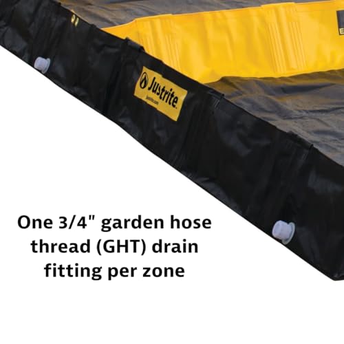 Image of Justrite 3 Zone Decontamination Berm, 6' x 16' with a 478 Gallon Spill Capacity, PVC Coated Fabric for Spill Containment and Quick Decontamination, Made in The USA, Black, 28572