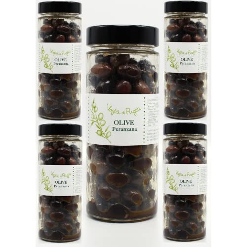 Voglia Di Puglia Olive Peranzana Marinate Condite Denocciolate Vaso Ergo 330 Grammi 5 Vasi