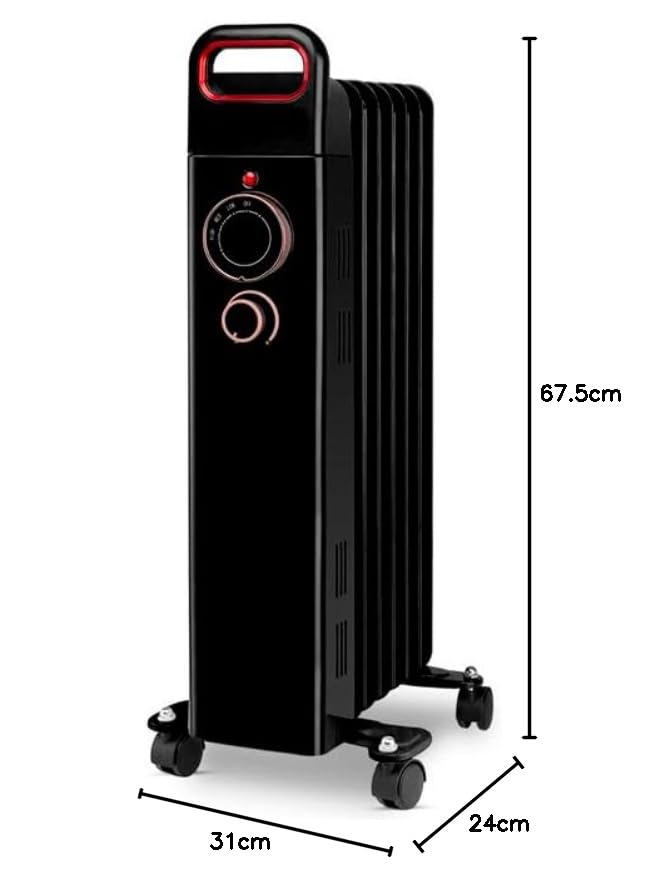 Radiador de aceite 7 elementos 1500W RUN1500, Termostato regulable, negro
