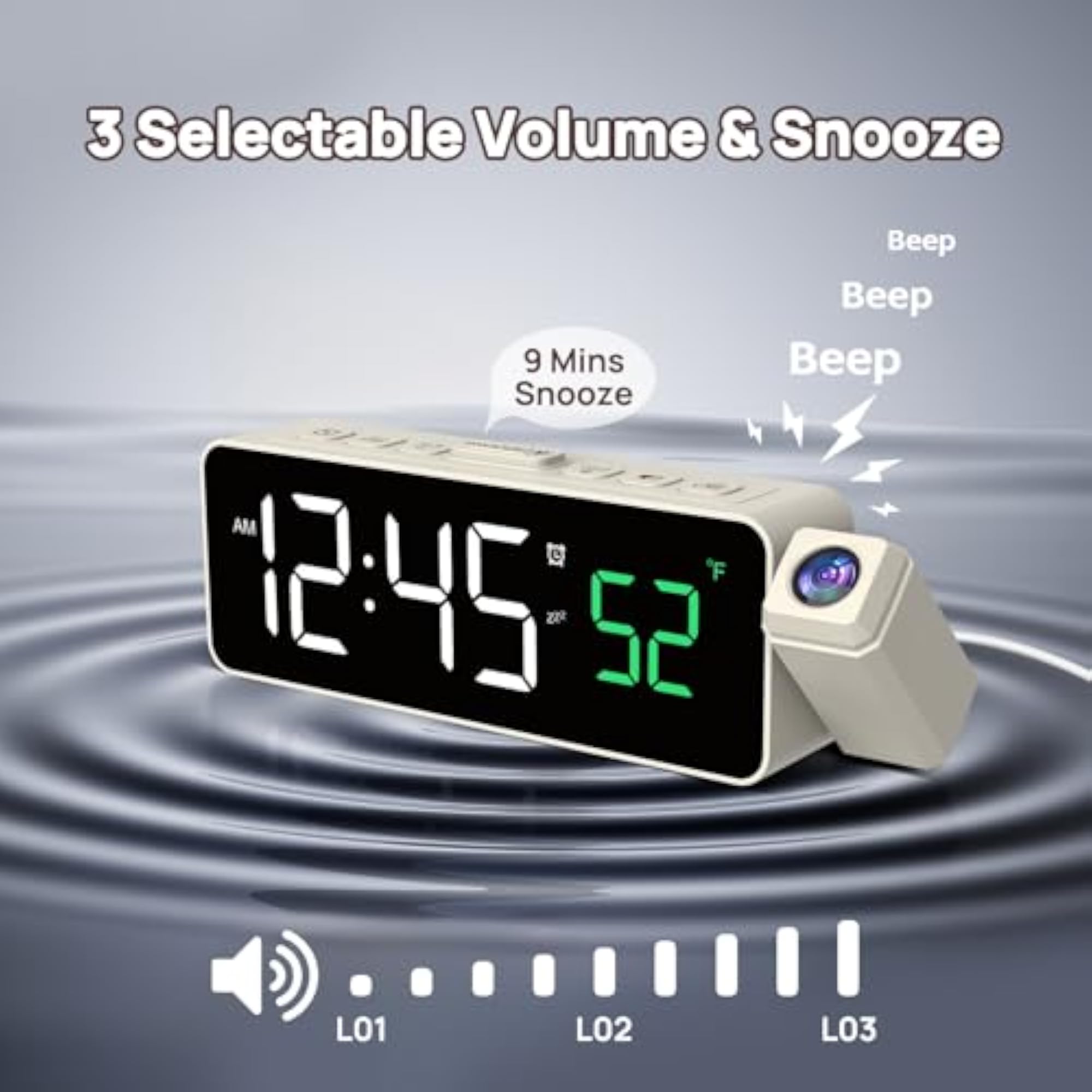 Projection Alarm Clock with Rotatable Projector
