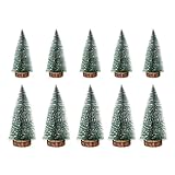 Mini Christmas Tree 10pcs 3.94inch Miniatuur Woodbasis Frosted kunstmatige tafelblad Bomen DIY Decoratie Miniatuur Landschap Decoratie
