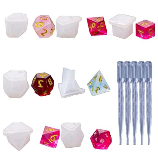 7PCS Dice Molds for Resin , Fillet Square Triangle Dice Mold Digital Dice Games for Families Handmade Craft Tool , D and D Game Lovers Gifts