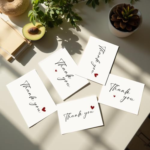 XISHIUYIS Thank You Cards with Envelopes - 24 Pack Heart Design Thank You Notes with Envelopes Set, Small Blank Thank You Cards (3.5x5in) for Weddings, Baby Showers & Business - Image 6