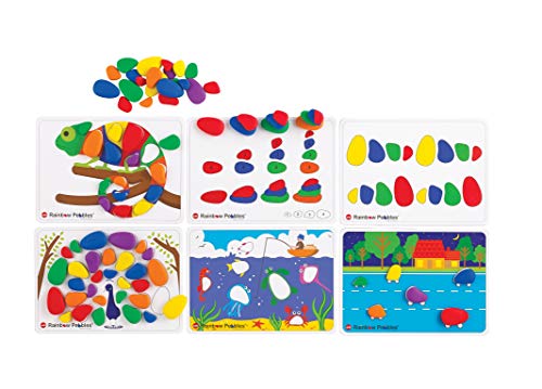 Rainbow Pebbles Activity Set - Sorting And Stacking Stones - Early Math Activity - 48 Pebbles And Fill-In Activity Cards #TOP5