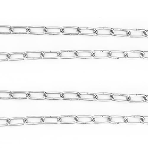 SEUICYNE 5m x 4mm Edelstahlkette Meterware Stahlkette, Edelstahl Ketten Gliederkette Metallkette Rundstahlkette Geschweißte Kette für Schaukelketten Ankerkette Hängesessel, Tragfähigkeit 200kg