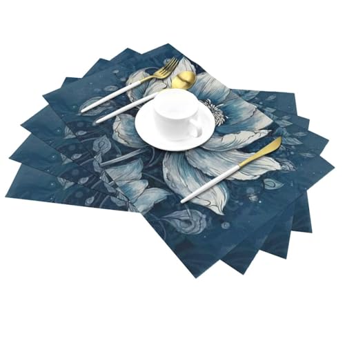 Set de table lotus bleu en vinyle chic et thermorésistant - 3