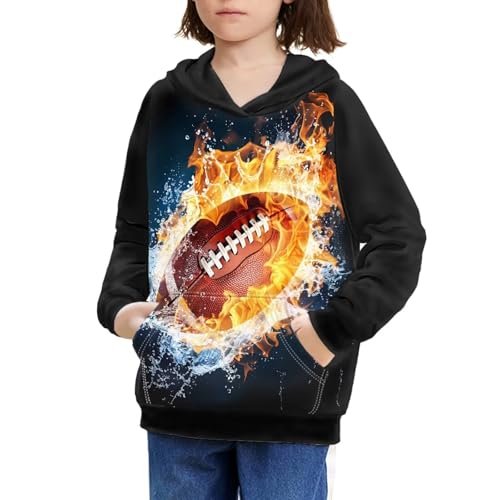 Image of WELLFLYHOM Boys Hooded Sweatshirts Hoodie Pullover Cool Graphic Crewneck Blouses Size 6-16