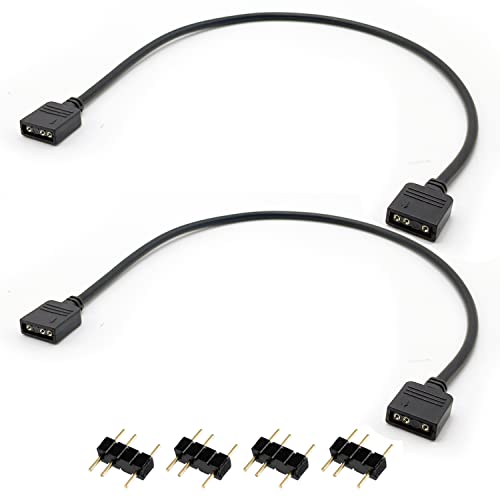 Image of 2-Pack 11.8in ARGB Extension Cable - Female to Female Splitter, Syncs PC ARGB Fans & LED Series (5V 3-Pin)