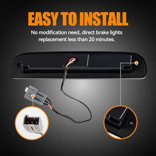 Image of Third 3rd Brake Light LED for 1999-2016 Ford F250 F350 F450 F550 Super Duty, High Mount Rear Brake Lights Assembly for 99-16 F-250 F-350 F-450 F-550, 93-11 Ranger Center Cab Cargo Stop Light