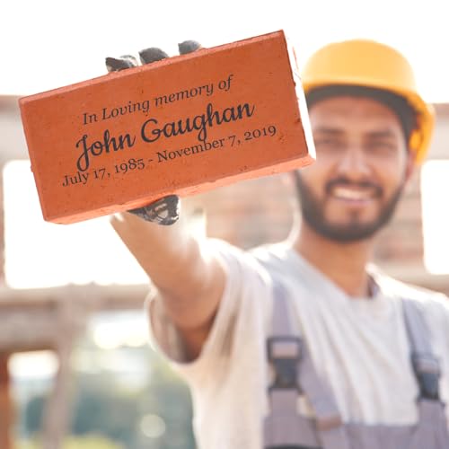 PlaqueMaker in Loving Memory Personalized Memorial Brick, 8x4 inches, Custom Engraved with Name and Dates, Red/Brown - Thumbnail 2