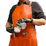 asrincodesigns Personalized Unisex Barista Apron – Custom Vegan Leather Café Workwear with Pockets – Handmade Coffee Shop Uniform with Adjustable Straps – Durable, Water-Resistant & Easy to Clean