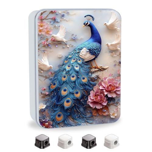 Image of Metal Tin Box with Lid, Blue