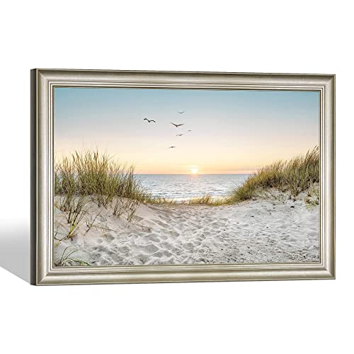 Bedroom Canvas Wall Art Beach Ocean Scene Sea Framed Artwork Large