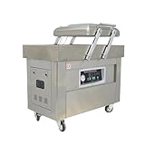 INTSUPERMAI Commercial Two Chamber Vacuum Sealer Stainless Steel Food Vacuum Packaging Machine for Mests Fruits and Vegetables Sealing Length 15.7inch 220V